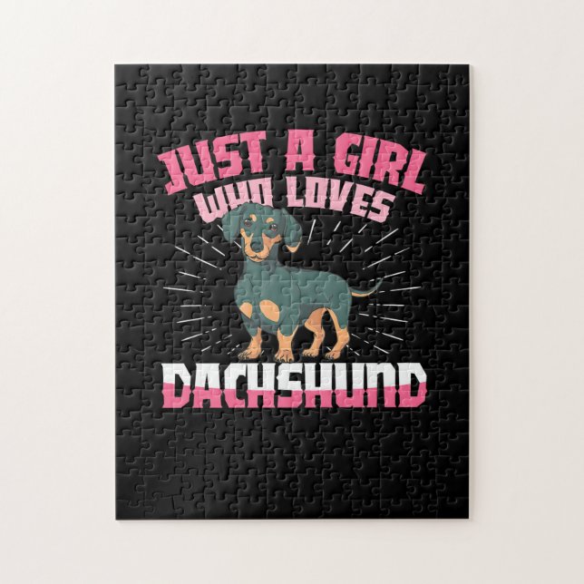 Puzzle Un Chica que ama a Dachshund (Vertical)
