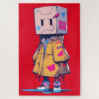 Puzzle Un chico lindo con Gorra de bolsita de papel