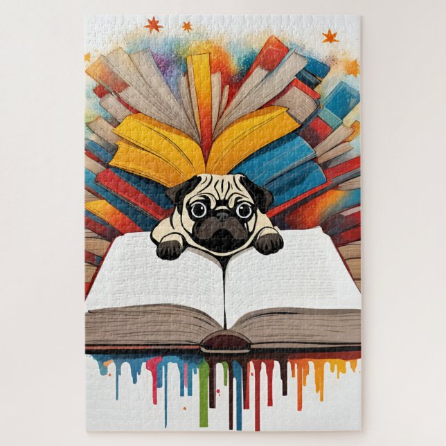Puzzle Un chiot Carlin studieux (Vertical)