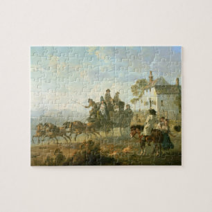 Puzzle Un coche de la etapa en una carretera nacional,