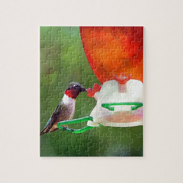Puzzle Un colibrí con trompetas de rubí (Vertical)