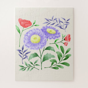 Puzzle Un conjunto de flores pintadas en acuarela