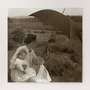 Puzzle Un día al sol foto vintage niño y niñera