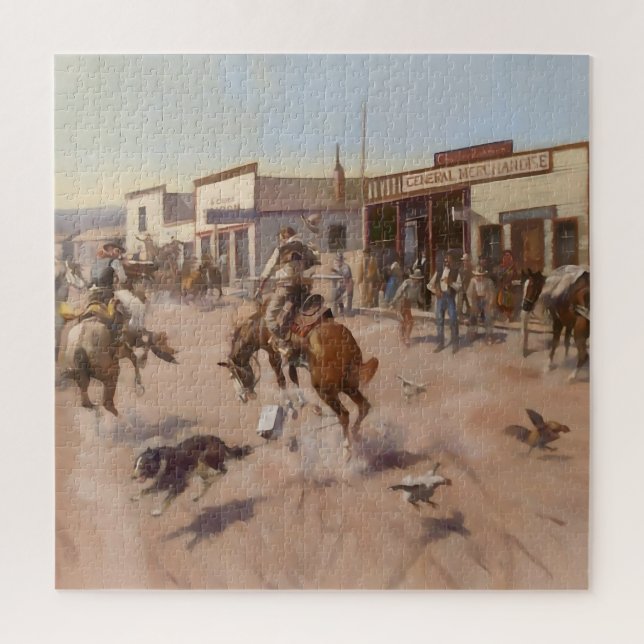 Puzzle “Un día tranquilo en Utica” de Charles M Russell (Vertical)