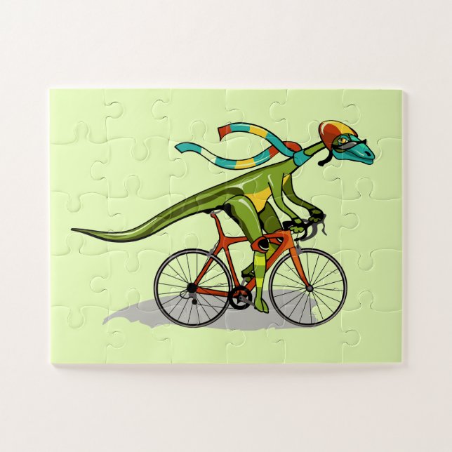Puzzle Un Dinosaurio De Anabisetia Montando En Bicicleta. (Horizontal)