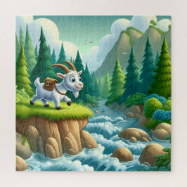 Puzzle Un divertido viaje de cabra en medio de la vegetac