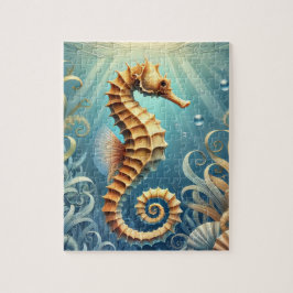 Puzzle Un elegante caballito de mar nadando bajo el agua