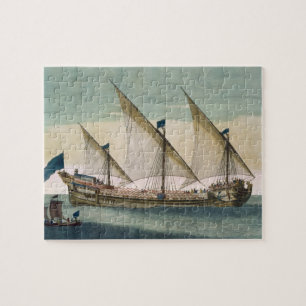 Puzzle Un Galleass tres-masted en curso por la vela,