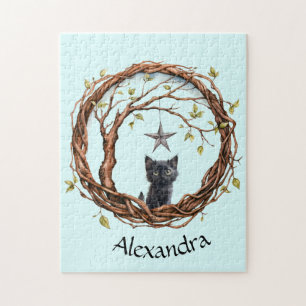 Puzzle Un gatito negro lindo mirando una estrella