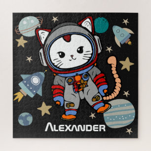 Puzzle Un gato astronauta lindo en el espacio