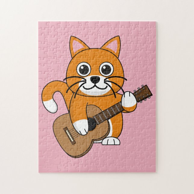 Puzzle Un gato blanco Naranja lindo tocando Personalizado (Vertical)