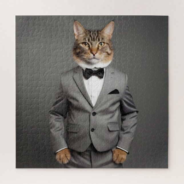 Puzzle Un gato gracioso con traje (Vertical)