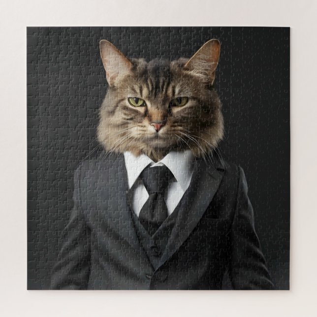 Puzzle Un gato gracioso con traje (Vertical)