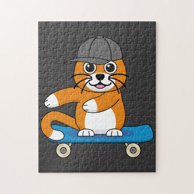 Puzzle Un gato Naranja lindo en un Personalizado de skate (Vertical)