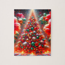 Puzzle Un gran árbol de Navidad brillante y supremamente 