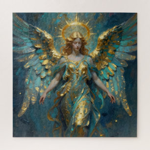 Puzzle Un hermoso ángel de oro y turquesa
