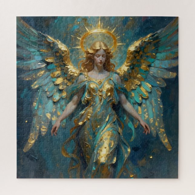 Puzzle Un hermoso ángel de oro y turquesa (Vertical)