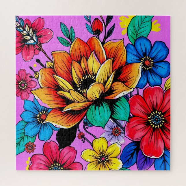 Puzzle Un ilustracion floral vibrante (Vertical)