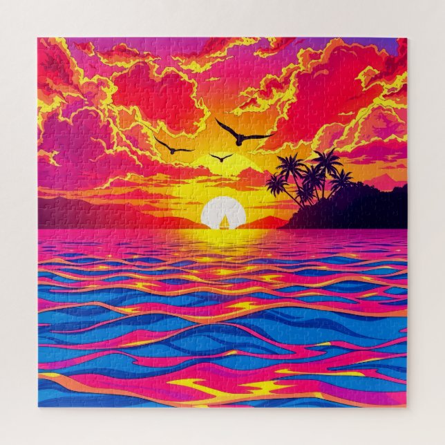 Puzzle Un impresionante atardecer tropical (Vertical)