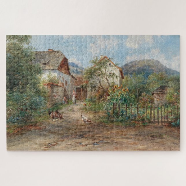 Puzzle Un jardín rústico en flor en el campo (Horizontal)