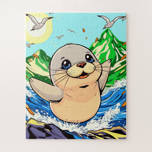 Puzzle Un lindo personalizado sella a los niños (Vertical)