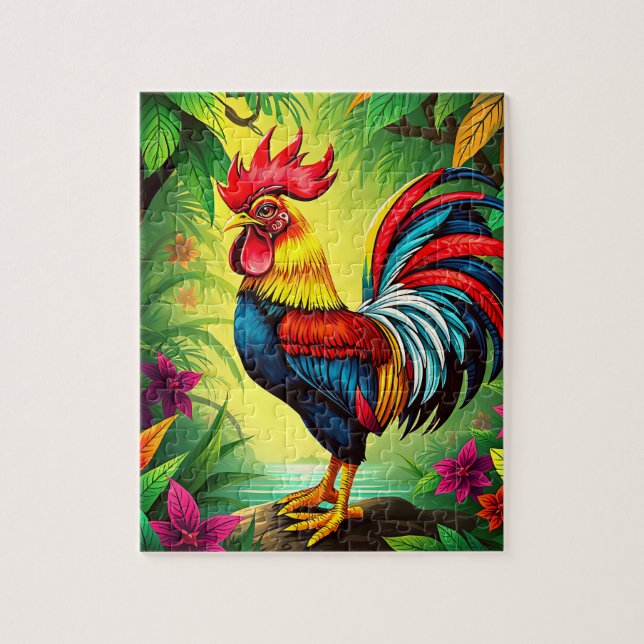 Puzzle Un majestuoso gallo para niños (Vertical)