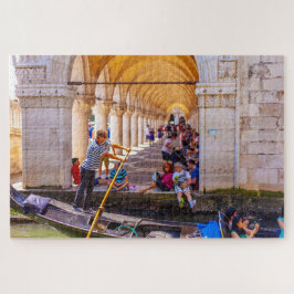 Puzzle Un marinero en una góndola en Venecia, Italia