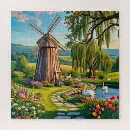 Puzzle Un molino de madera clásico