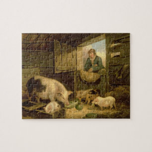 Puzzle Un muchacho que mira en una pocilga de cerdo, 1794