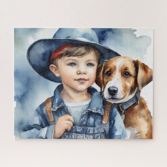 Puzzle Un niño y su perro (Horizontal)
