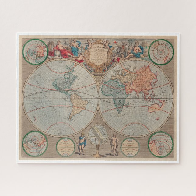 Puzzle Un nuevo mapa del mundo (1720) de John Senex (Horizontal)