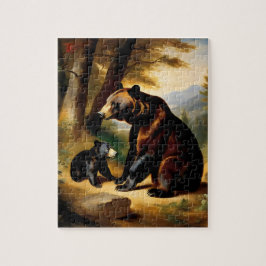 Puzzle Un oso joven jugando con su madre