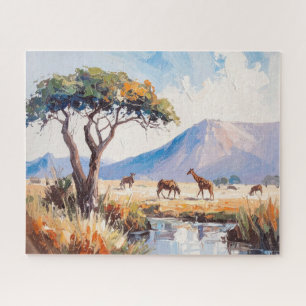 Puzzle Un paisaje africano en luz dorada