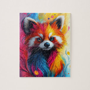 Puzzle Un panda rojo brillante con piel fractal