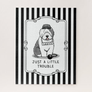 Puzzle Un pequeño problema: Gris de perro pastor inglés 1