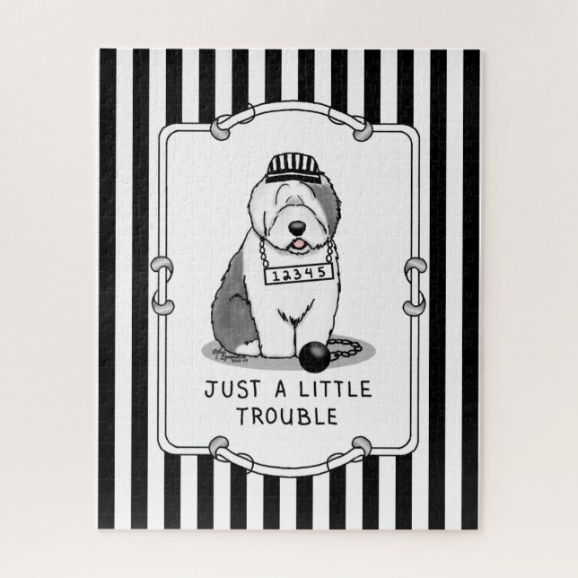 Puzzle Un pequeño problema: Gris de perro pastor inglés 1 (Vertical)