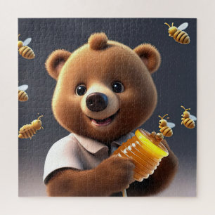 Puzzle Un personalizado de oso marrón que ama comer miel