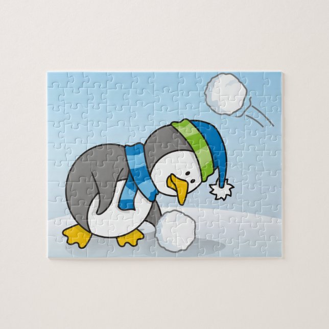 Puzzle Un pingüino con una bola de nieve (Horizontal)