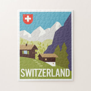 Puzzle Un poster del viaje de Suiza