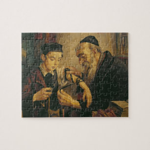 Puzzle Un rabino que ata los Phylacteries al brazo de un