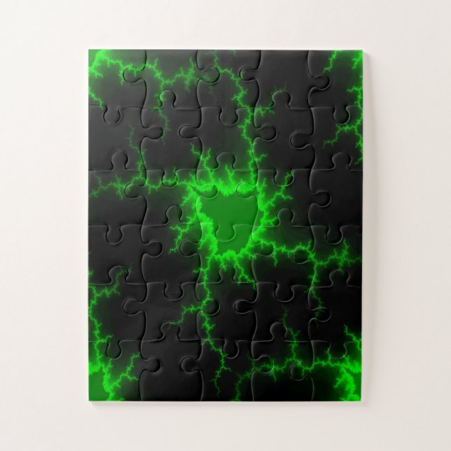 Puzzle Un rayo verde alienígena golpea en negro picante (Vertical)