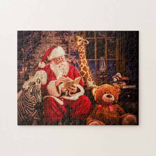 Puzzle Un rompecabezas, Papá Noel con Aninals relleno (Horizontal)