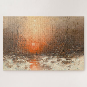 Puzzle Un sendero forestal con caza al atardecer