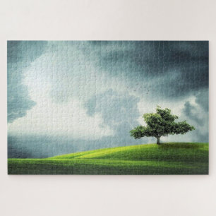 Puzzle Un solo árbol en campo - naturaleza - paisaje