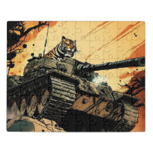 Un tanque de tigre con un tigre en él