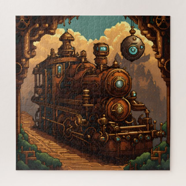 Puzzle Un train steampunk en pixel art (Vertical)