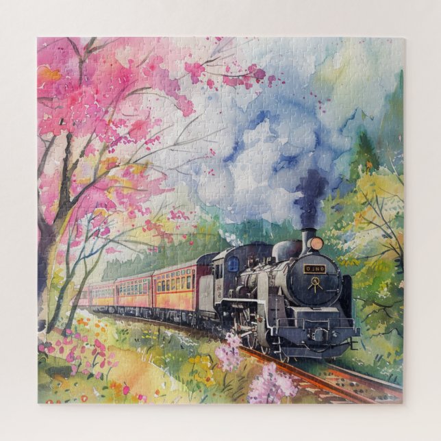 Puzzle Un tren en primavera (Vertical)