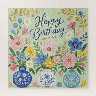 Puzzle Un trío de flores de cumpleaños