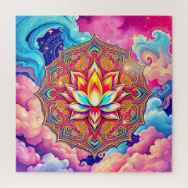 Puzzle Un vibrante mandala y flor de loto