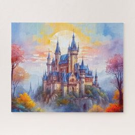 Puzzle Un viejo castillo mágico en la niebla matutina